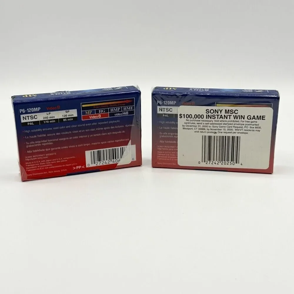Sony P6-120MPD Video8 Blank Recording Tapes (2)